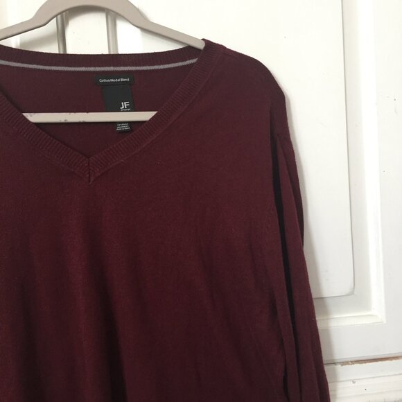 J. Ferrar men's long sleeve burgundy v-neck cotton modal blend sweater size M - Picture 3 of 5
